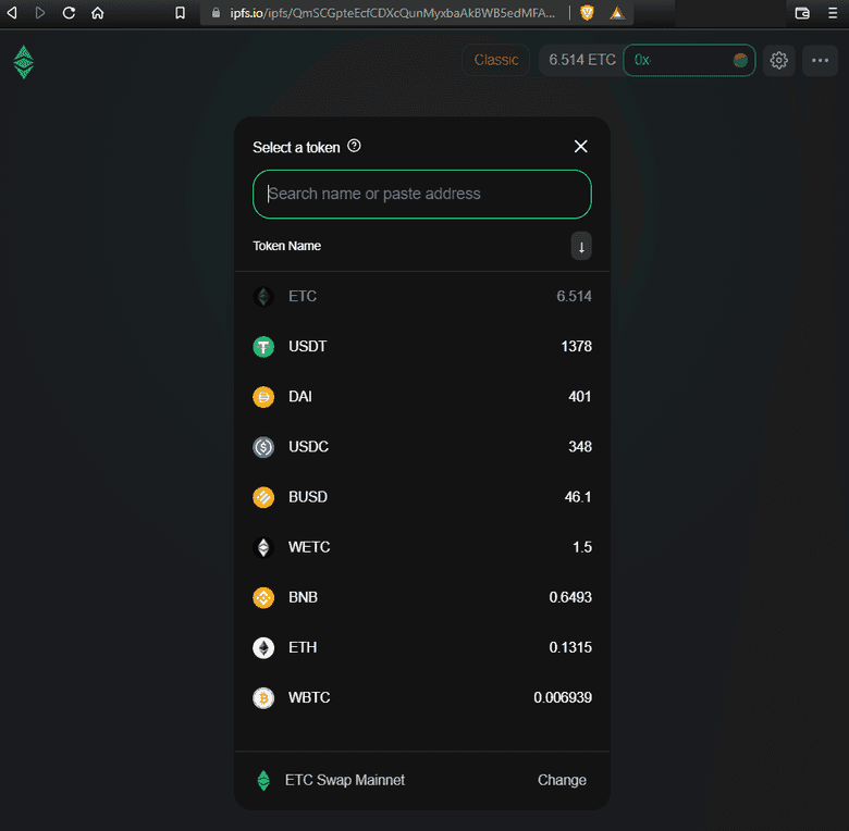 ETCswap Assets ETCswap Assets