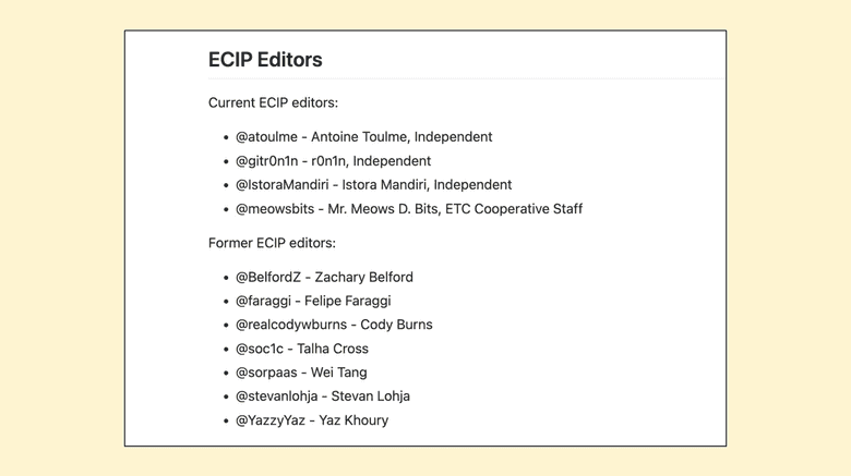 ECIP editor list. ECIP editor list.